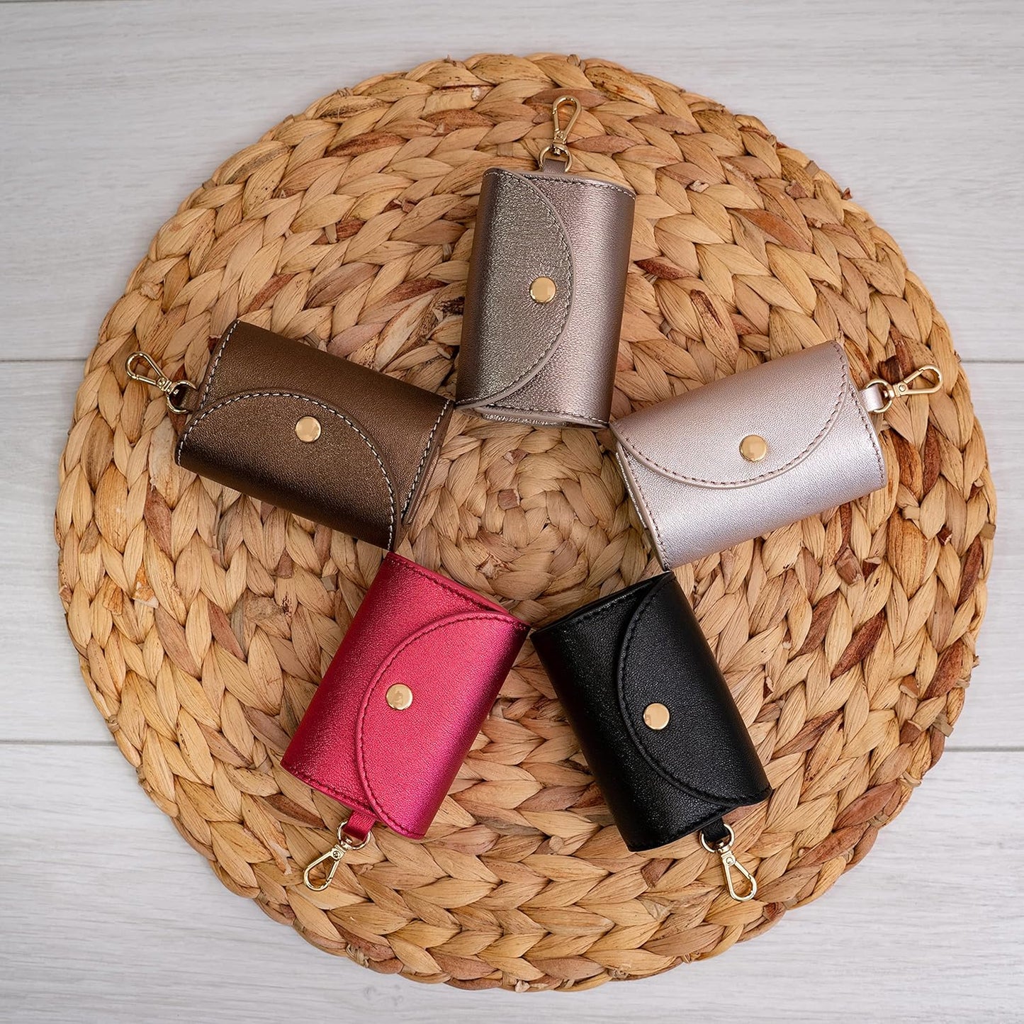 Leather Dog Poop Bag Holder. Dog Waste Bag Dispenser. Luxury Dog Bag Holder for Leash with Button Closure Practical and Stylish Real Leather Dog Bag Holder for Leash Blue Color
