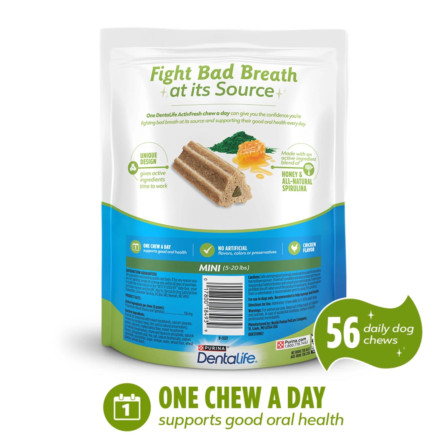 Purina Activfresh Chicken Flavor Toy Breed Adult Dental Chews for Dogs – 16.9 Oz