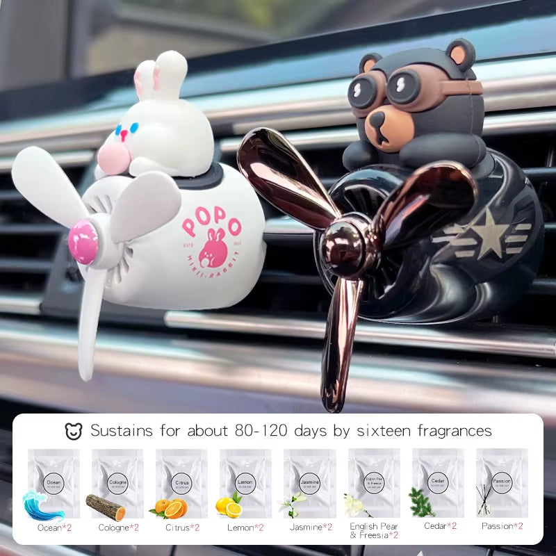 Bear Pilot Car Air Freshener Flavor Dog Vent Perfume Diffuser Fragrance Scent Auto Deroration Acccessories Aromatherapy Auto