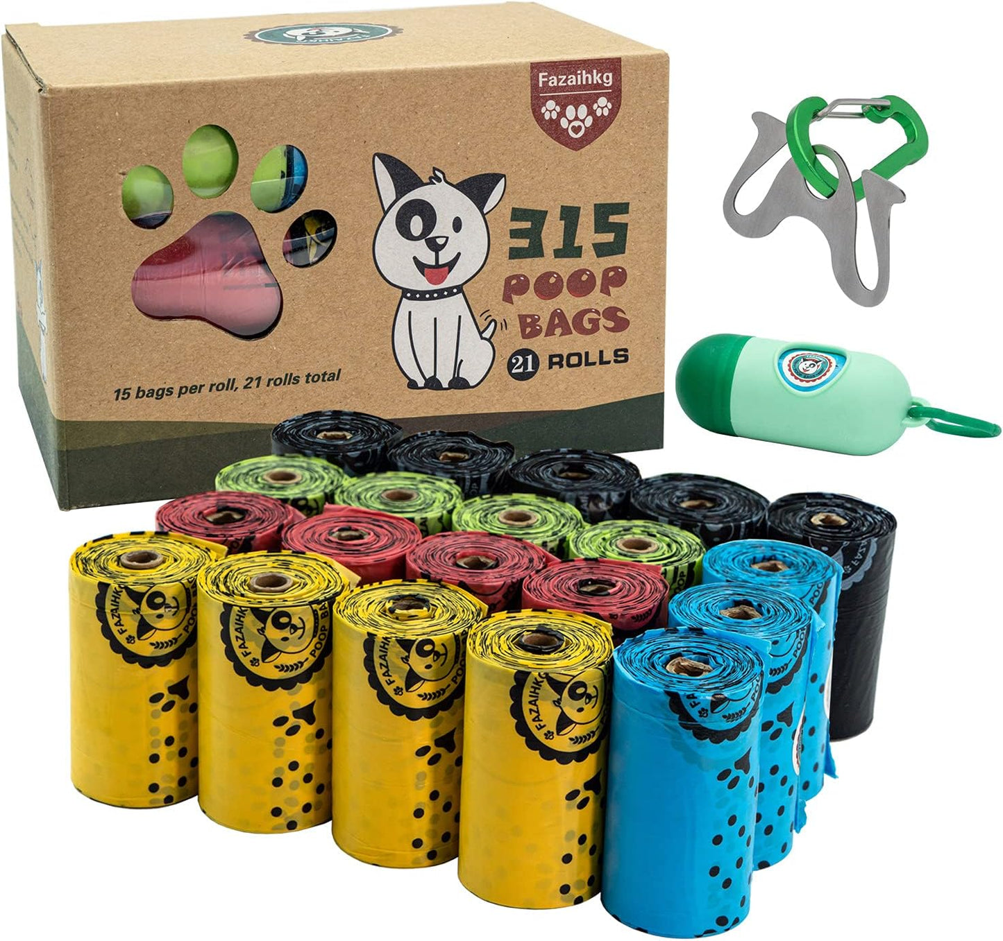 Dog Poop Bags Extra Thick Leak Proof Dog Waste Bags.Lavender-Scented Dog Poop Bags with EPI Additive,Doggie Poop Bag Carrier, Dispenser and Leash Clip Included