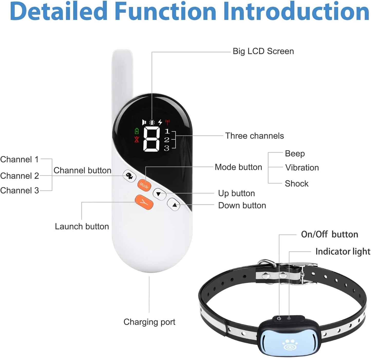 Shock Collar for Small Dogs, Large Cat Training Collar, Rechargeable Dog Shock Collar with Remote for Medium Dogs