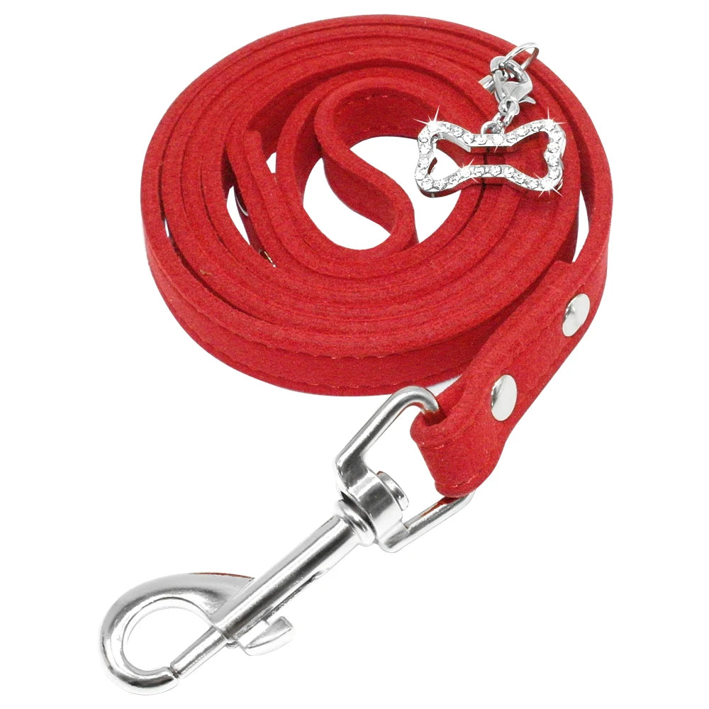 Small Dog Leash Soft Suede Leather Dog Leashes for Chihuahua Yorkishire Pug Small Dogs Cats Walking Leash Pink
