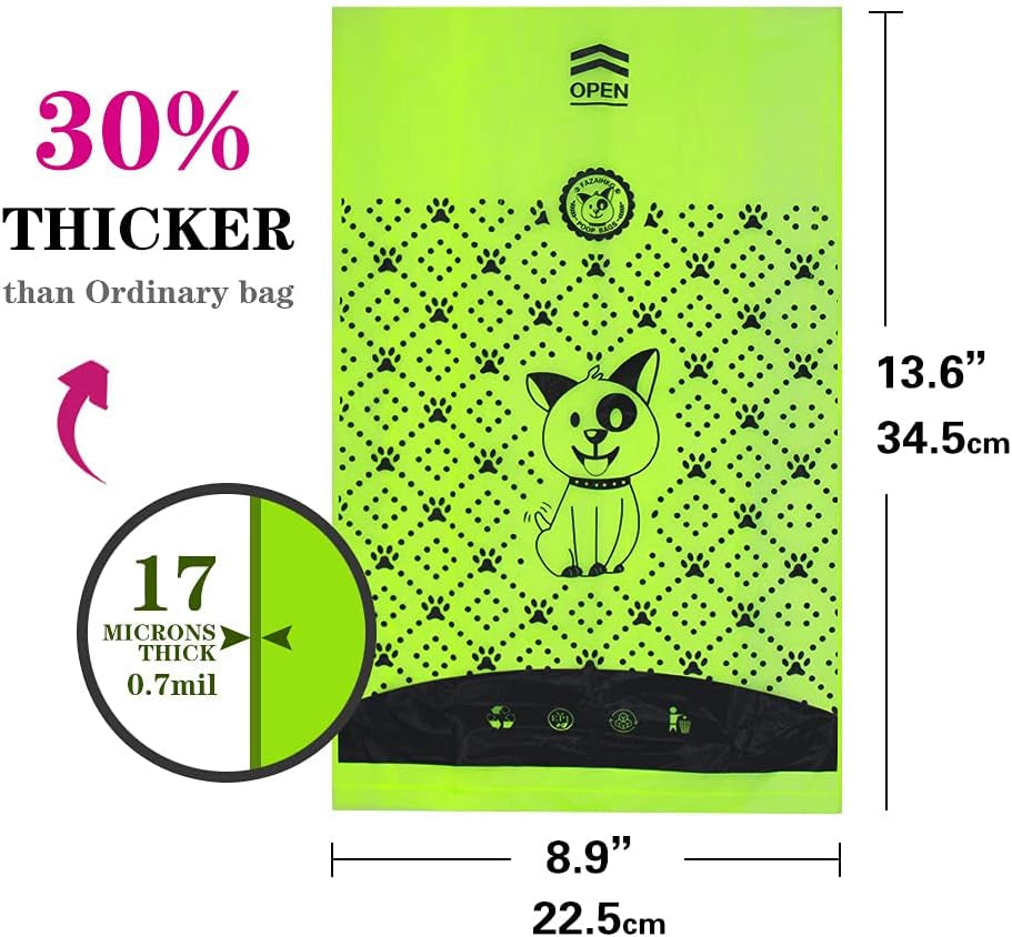 Dog Poop Bags Extra Thick Leak Proof Dog Waste Bags.Lavender-Scented Dog Poop Bags with EPI Additive,Doggie Poop Bag Carrier, Dispenser and Leash Clip Included