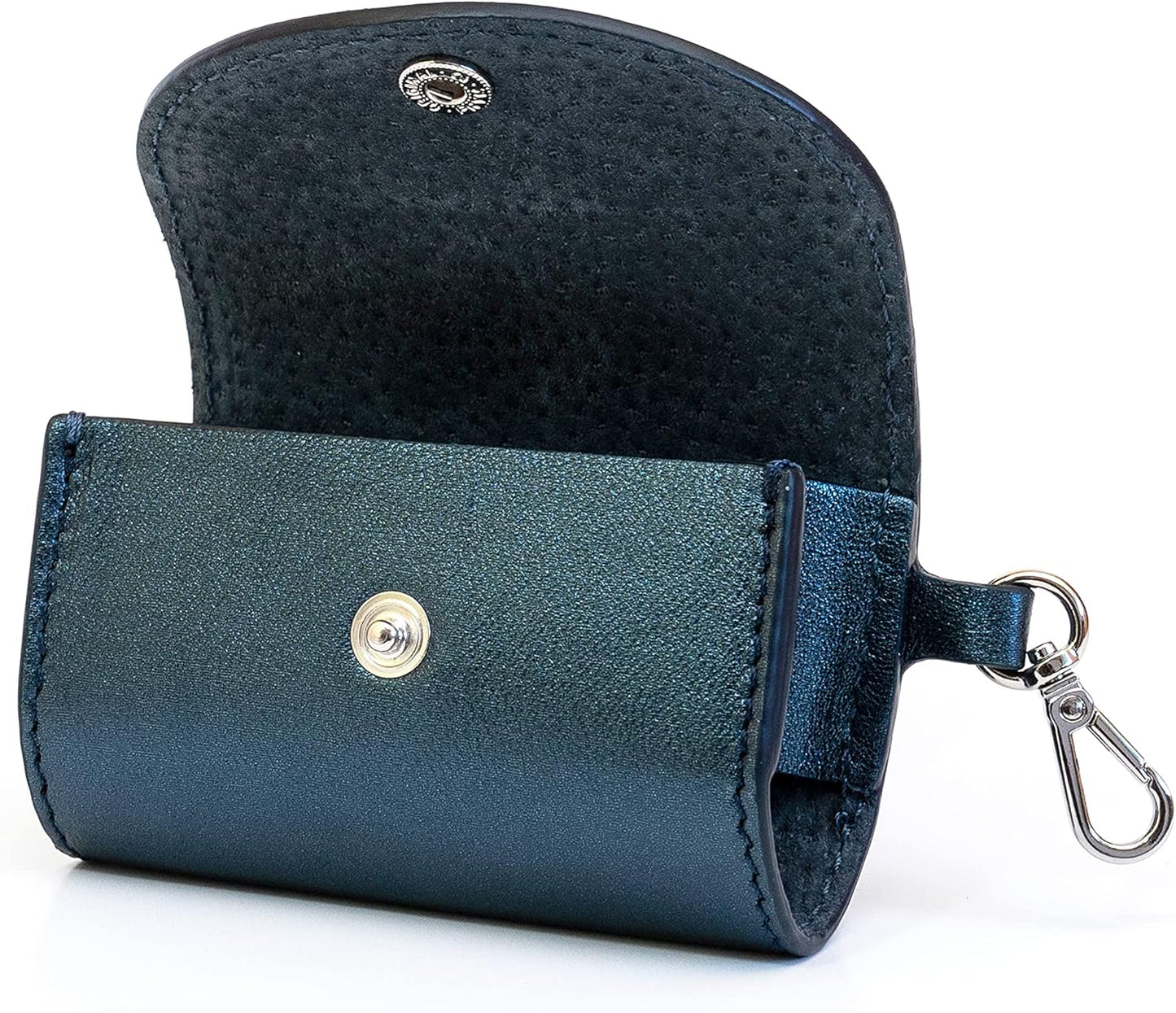 Leather Dog Poop Bag Holder. Dog Waste Bag Dispenser. Luxury Dog Bag Holder for Leash with Button Closure Practical and Stylish Real Leather Dog Bag Holder for Leash Blue Color