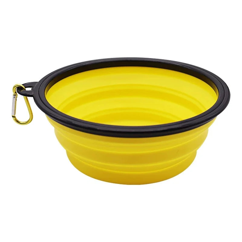 Portable Foldable Dog Bowl Outdoor Camping Travel 2-In-1 Pet Feeding and Drinking Bowl with Mountaineering Buckle Pet Supplies