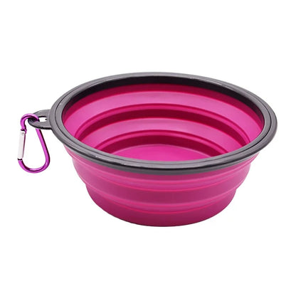 Portable Foldable Dog Bowl Outdoor Camping Travel 2-In-1 Pet Feeding and Drinking Bowl with Mountaineering Buckle Pet Supplies