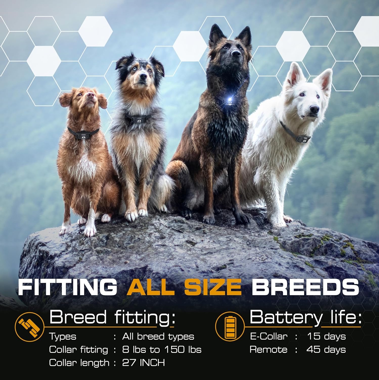 Shock Collar for Dogs [Ultra K9] 124 Training Levels, 4 Powerful Modes with Night-Light and ¾ Mile Range 100% Safe Dog Training Collars for Large Dogs IP67 Waterproof E Collar