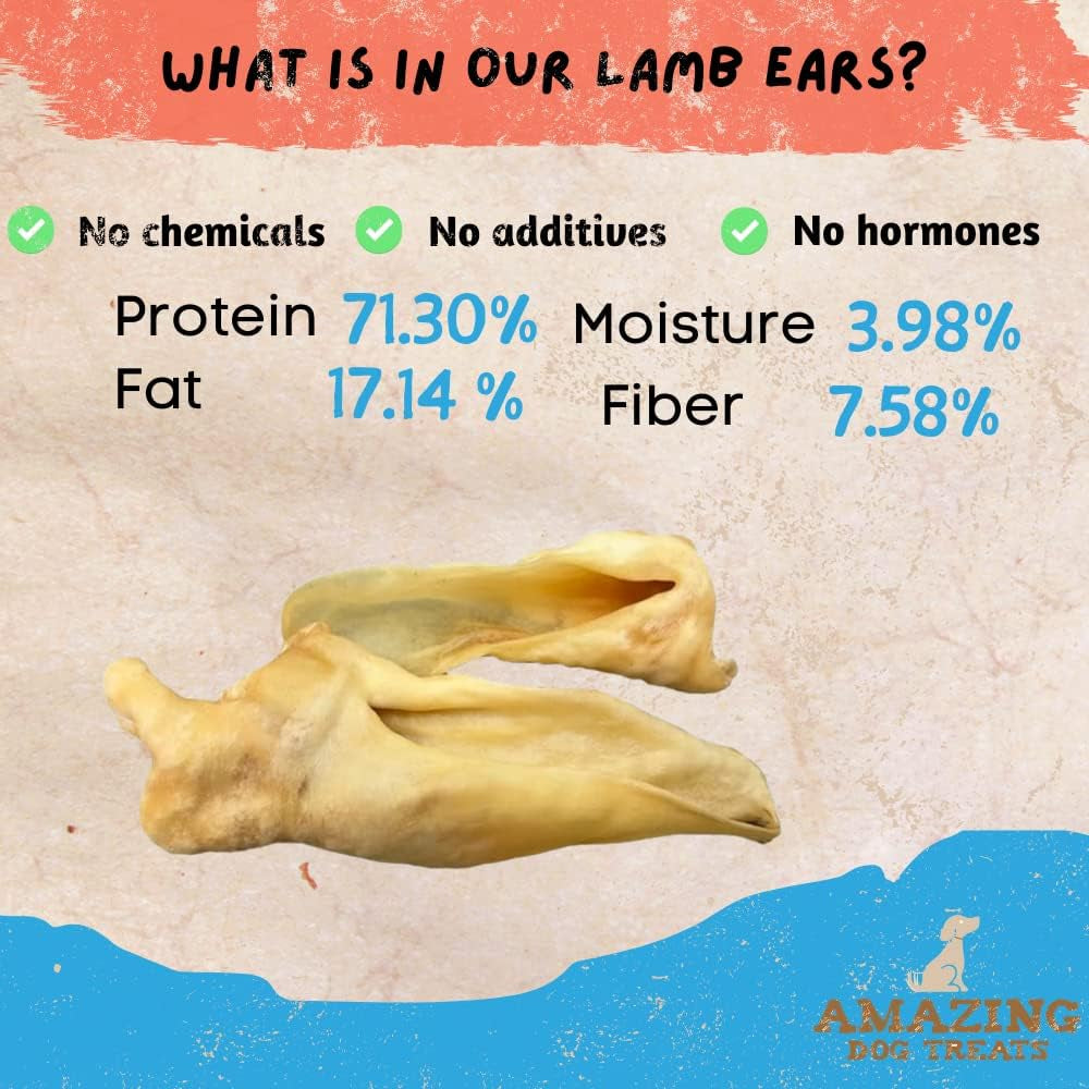 - Lamb Ears (25 Pcs/Pack)- Natural Dog Chews -Rawhide Alternative - Premium Choice Cut Lamb Ear Dog Bones