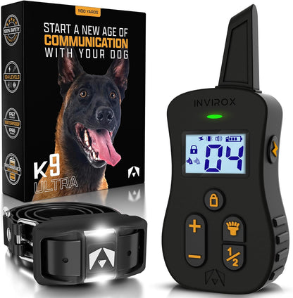 Shock Collar for Dogs [Ultra K9] 124 Training Levels, 4 Powerful Modes with Night-Light and ¾ Mile Range 100% Safe Dog Training Collars for Large Dogs IP67 Waterproof E Collar