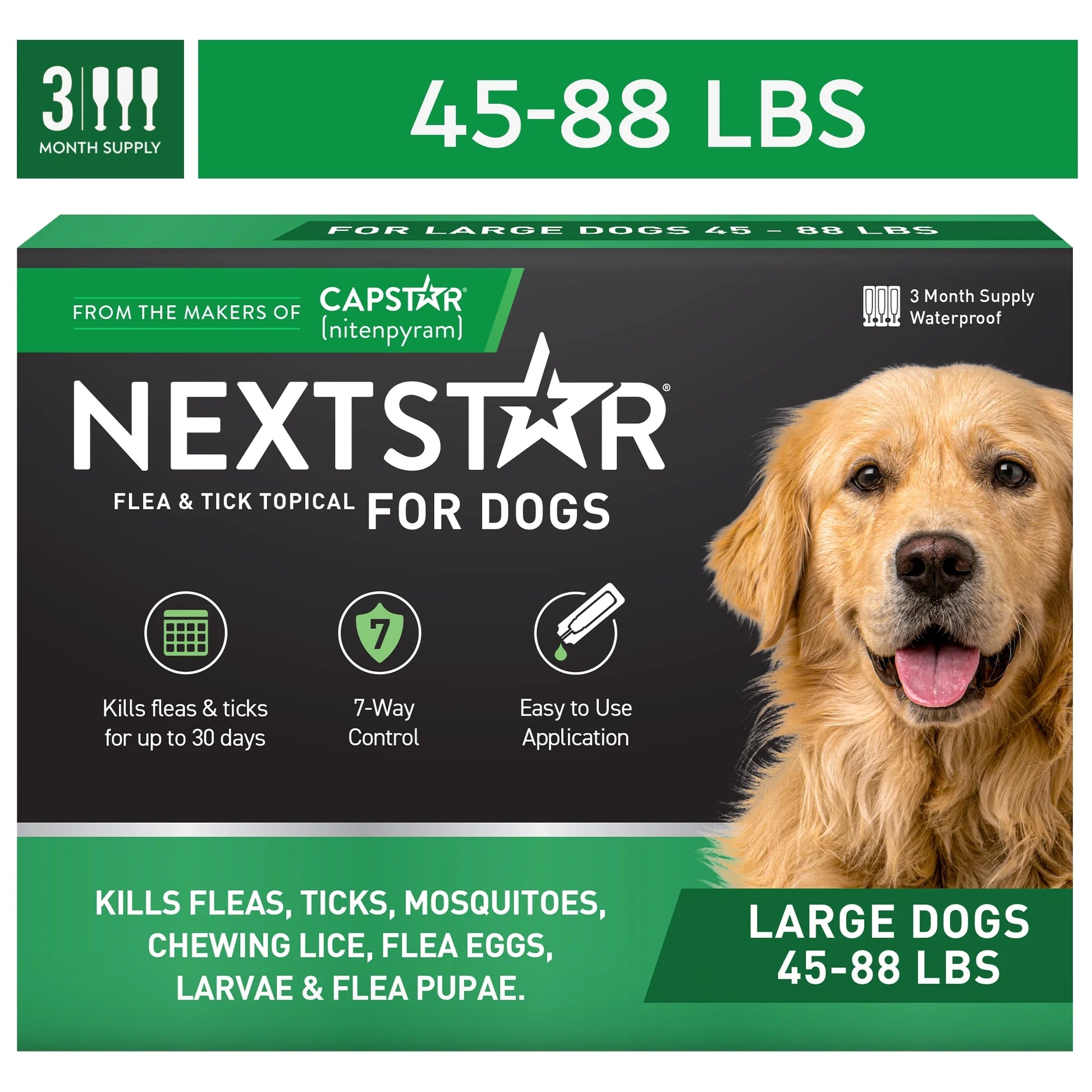 (2 Pack)  Flea & Tick Topical Prevention for Dogs 45-88 Lbs, 3-Month Supply
