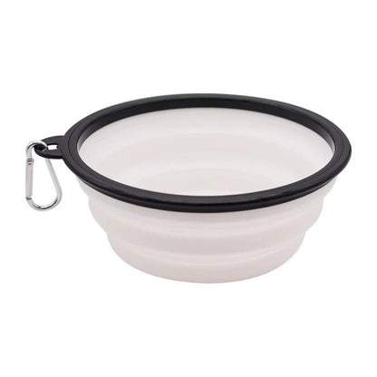 Portable Foldable Dog Bowl Outdoor Camping Travel 2-In-1 Pet Feeding and Drinking Bowl with Mountaineering Buckle Pet Supplies