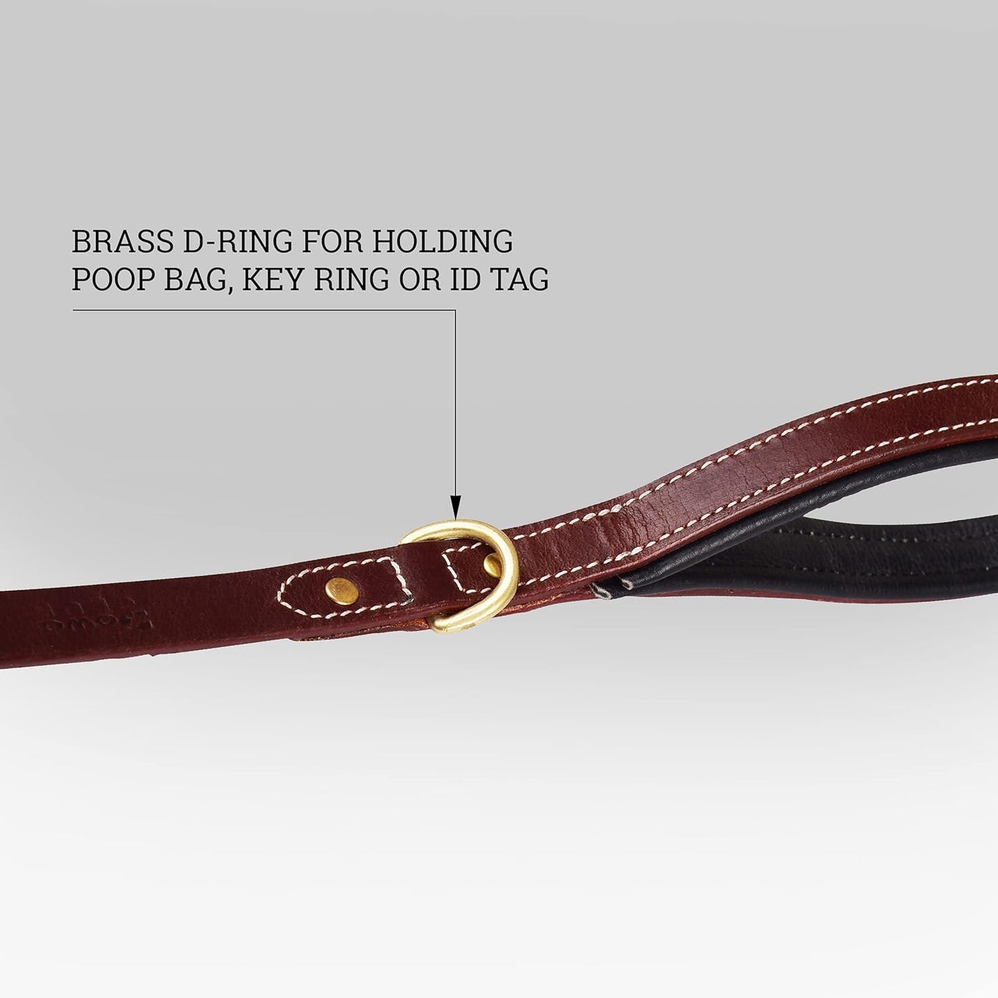 | Heavy Duty Genuine Leather Dog Leash for Small, Medium & Large Breeds | Hand Made, Soft, Padded Handle | with Ring for Poop Bag Holder | Black, Brown | 5' & 6' (5' (5/8" Wide), Black)