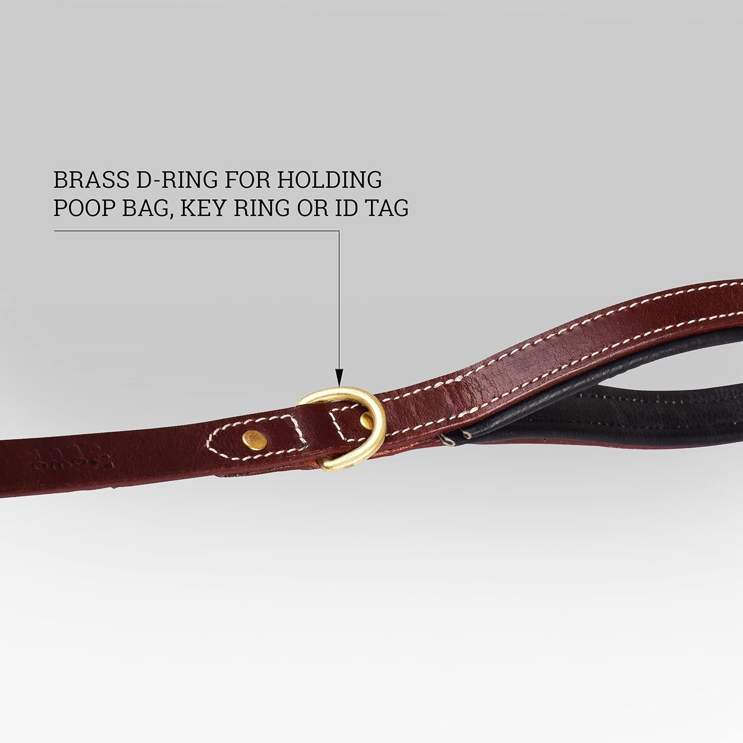 | Heavy Duty Genuine Leather Dog Leash for Small, Medium & Large Breeds | Hand Made, Soft, Padded Handle | with Ring for Poop Bag Holder | Black, Brown | 5' & 6' (5' (5/8" Wide), Black)
