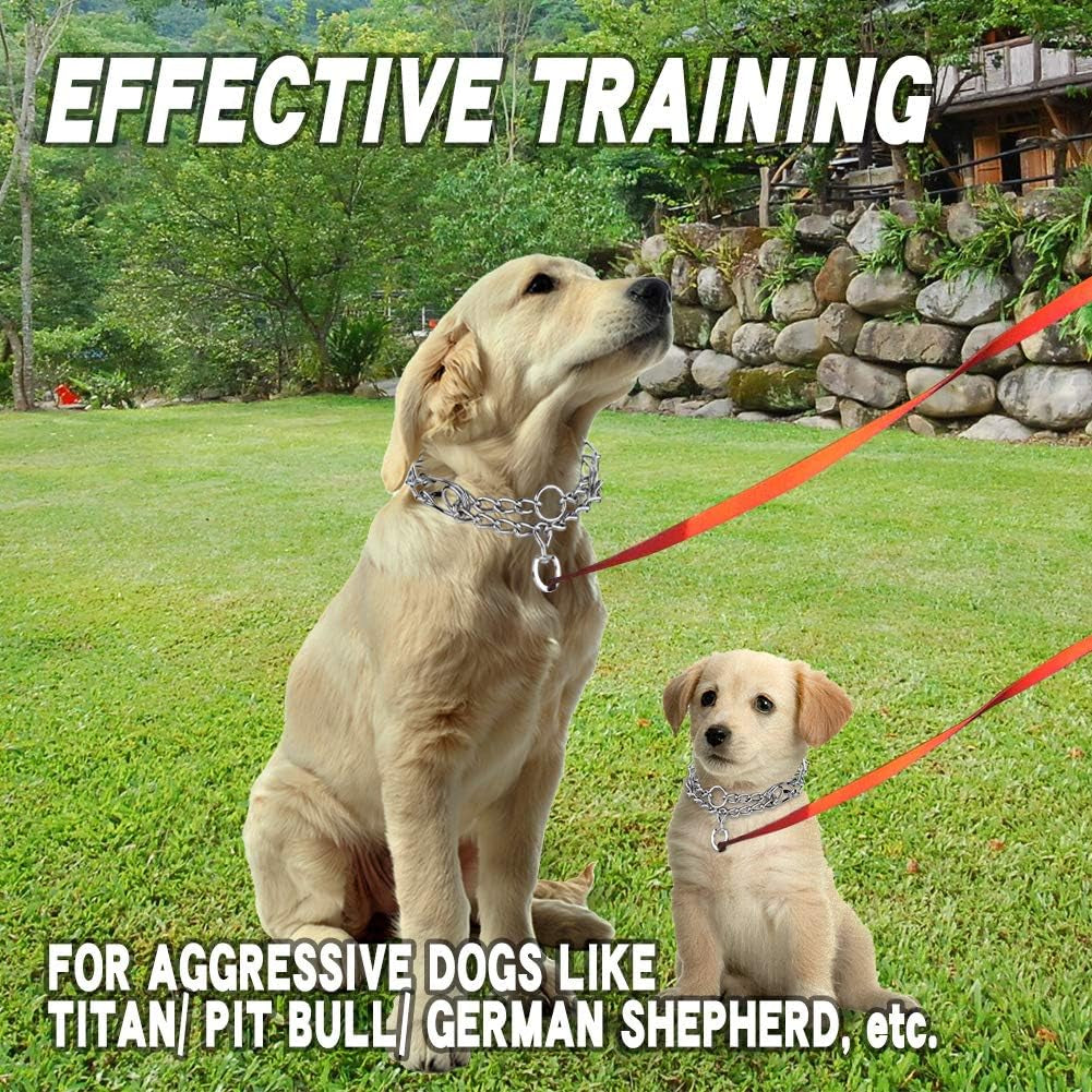 Prong Collars for Dogs, No Pull Dog Collar, Dog Training Collar for Large Medium Small Dogs, Stainless Steel Adjustable with Comfort Rubber Tips (Large, 4.0Mm, 23.6-Inch)