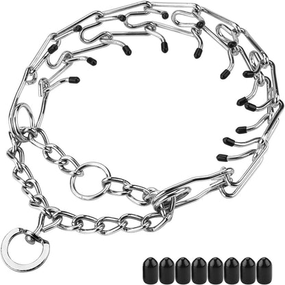 Prong Collars for Dogs, No Pull Dog Collar, Dog Training Collar for Large Medium Small Dogs, Stainless Steel Adjustable with Comfort Rubber Tips (Large, 4.0Mm, 23.6-Inch)