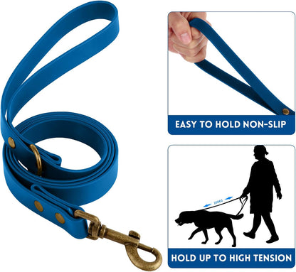 Dog Collar and Leash Set Combo: Adjustable Durable Training Pet Collars with Dog Leashes for Small Medium Large Dogs,Includes One Bonus of Poop Bag Holder (XS, Blue)