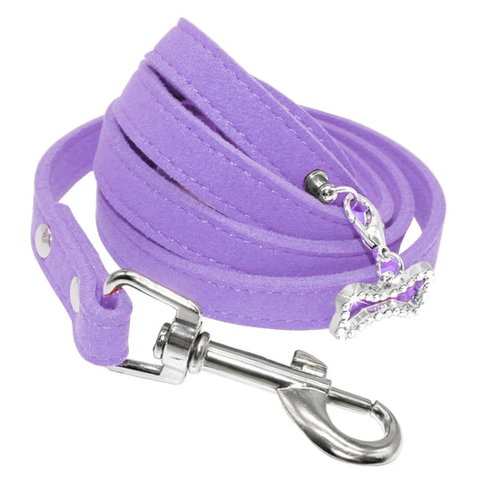 Small Dog Leash Soft Suede Leather Dog Leashes for Chihuahua Yorkishire Pug Small Dogs Cats Walking Leash Pink