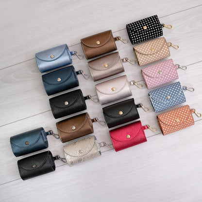 Leather Dog Poop Bag Holder. Dog Waste Bag Dispenser. Luxury Dog Bag Holder for Leash with Button Closure Practical and Stylish Real Leather Dog Bag Holder for Leash Blue Color