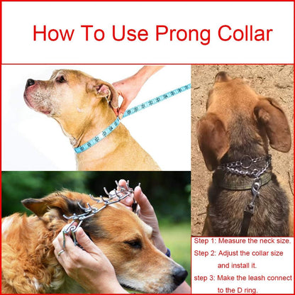 Prong Collars for Dogs, No Pull Dog Collar, Dog Training Collar for Large Medium Small Dogs, Stainless Steel Adjustable with Comfort Rubber Tips (Large, 4.0Mm, 23.6-Inch)