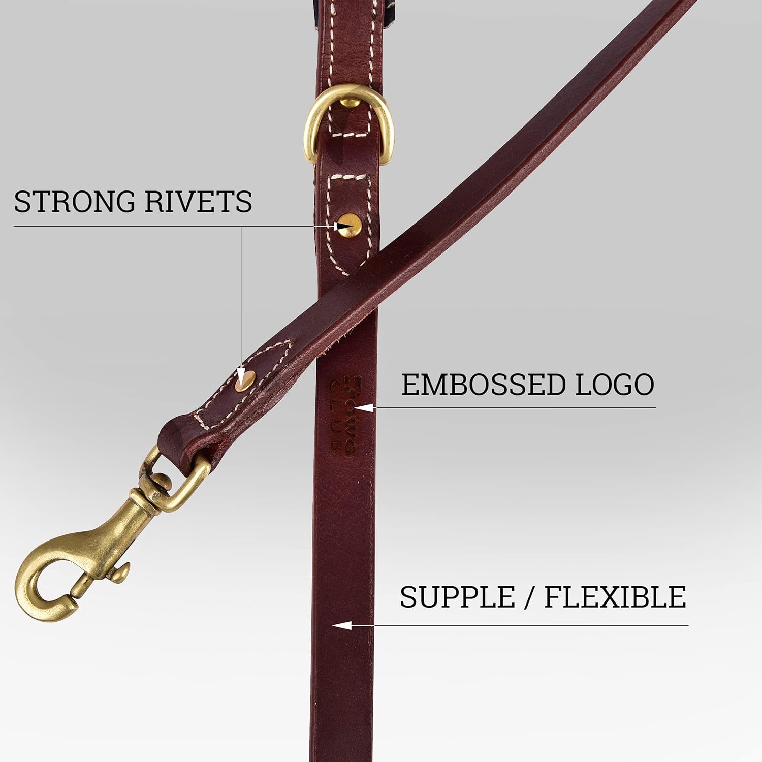| Heavy Duty Genuine Leather Dog Leash for Small, Medium & Large Breeds | Hand Made, Soft, Padded Handle | with Ring for Poop Bag Holder | Black, Brown | 5' & 6' (5' (5/8" Wide), Black)