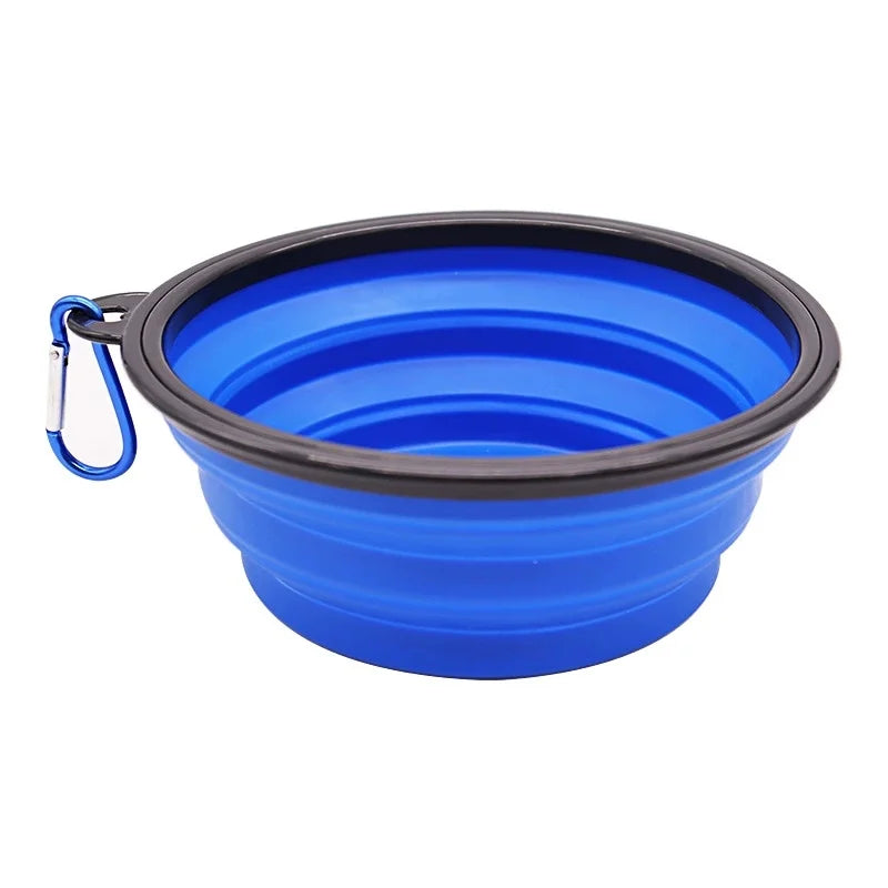 Portable Foldable Dog Bowl Outdoor Camping Travel 2-In-1 Pet Feeding and Drinking Bowl with Mountaineering Buckle Pet Supplies