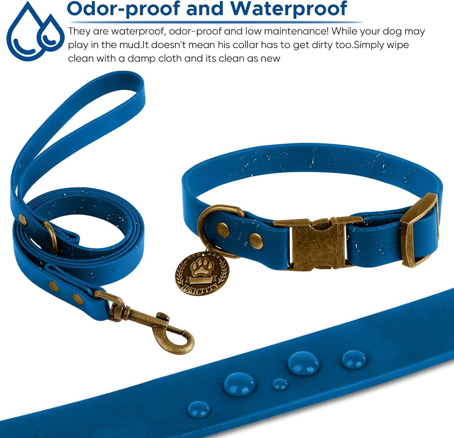 Dog Collar and Leash Set Combo: Adjustable Durable Training Pet Collars with Dog Leashes for Small Medium Large Dogs,Includes One Bonus of Poop Bag Holder (XS, Blue)