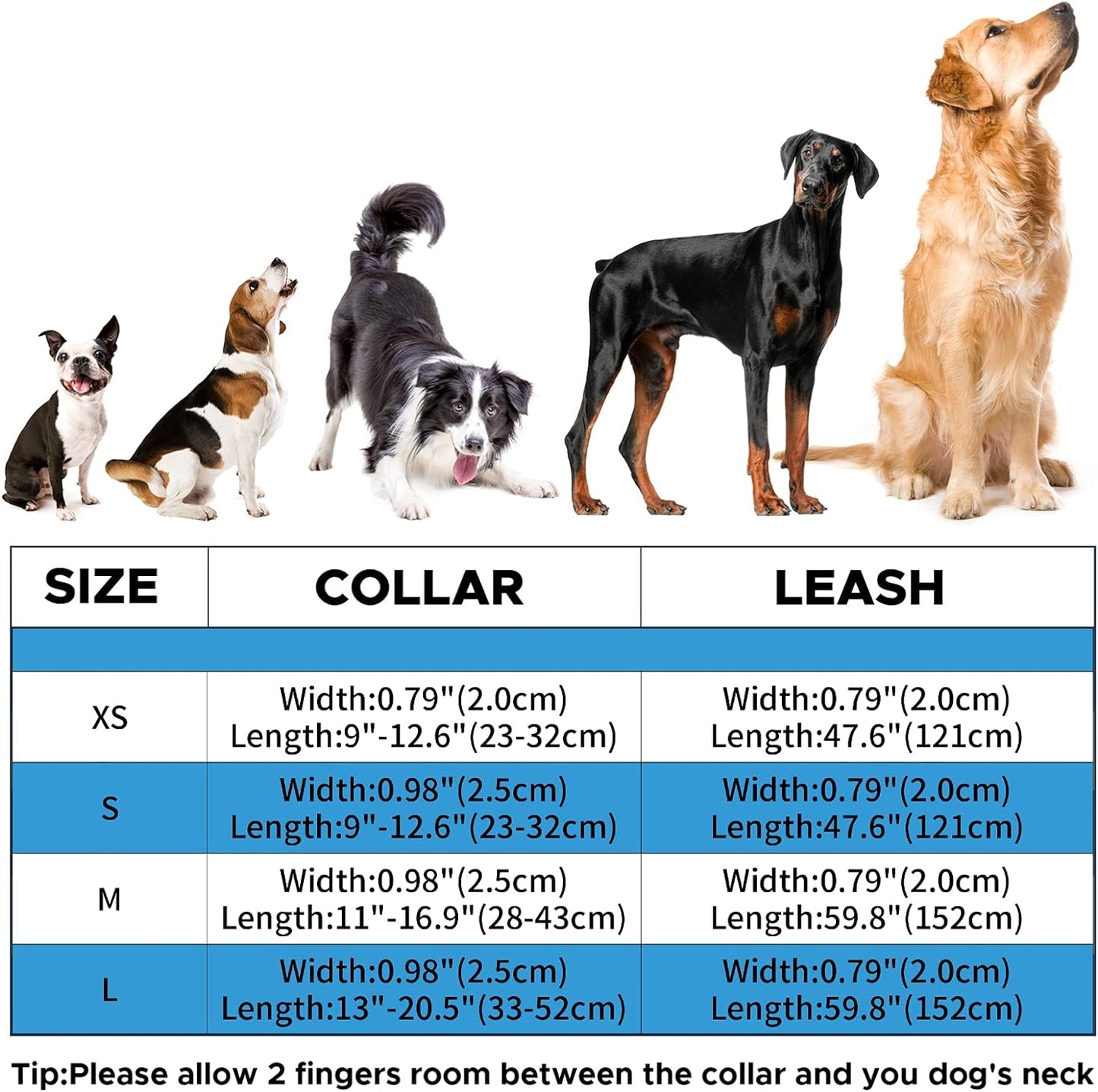 Dog Collar and Leash Set Combo: Adjustable Durable Training Pet Collars with Dog Leashes for Small Medium Large Dogs,Includes One Bonus of Poop Bag Holder (XS, Blue)