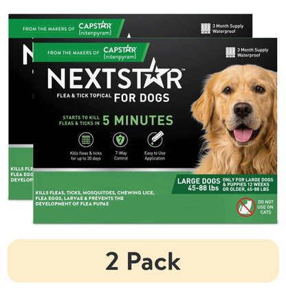 (2 Pack)  Flea & Tick Topical Prevention for Dogs 45-88 Lbs, 3-Month Supply