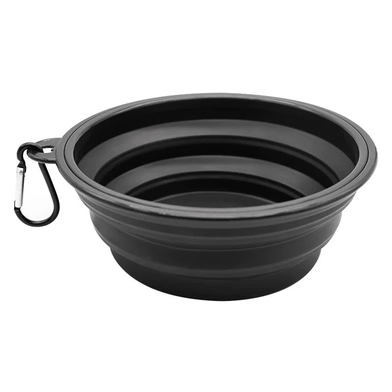 Portable Foldable Dog Bowl Outdoor Camping Travel 2-In-1 Pet Feeding and Drinking Bowl with Mountaineering Buckle Pet Supplies
