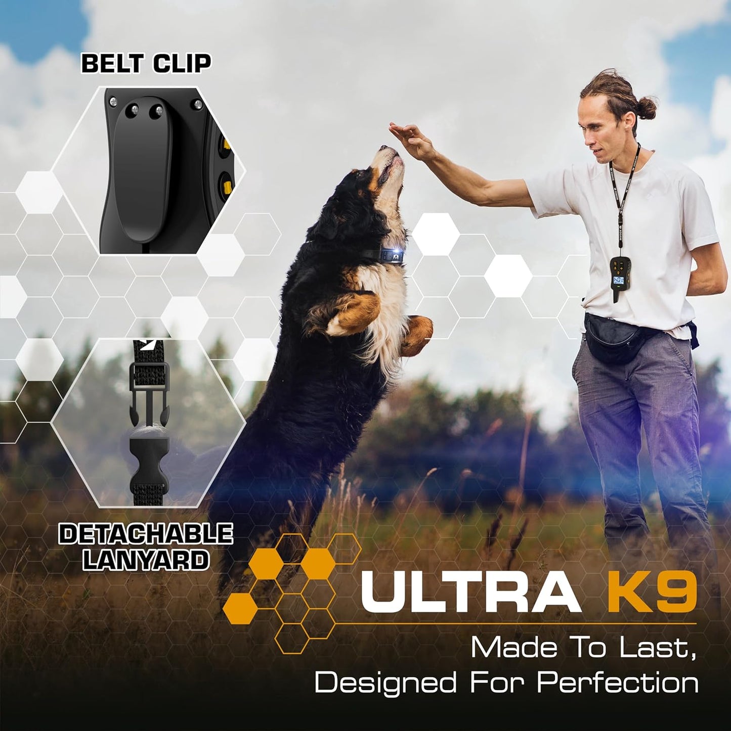 Shock Collar for Dogs [Ultra K9] 124 Training Levels, 4 Powerful Modes with Night-Light and ¾ Mile Range 100% Safe Dog Training Collars for Large Dogs IP67 Waterproof E Collar