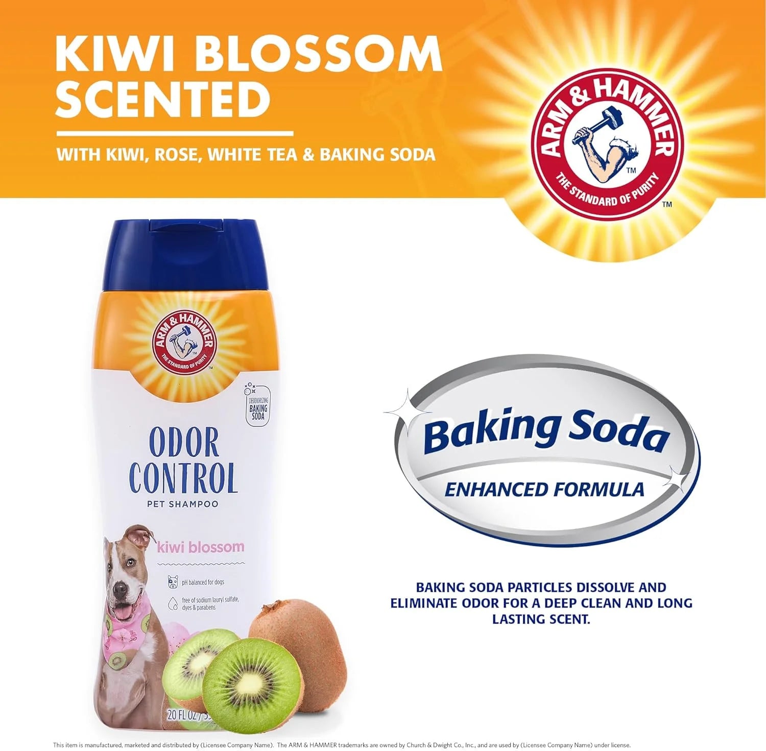 (3 Pack)  Dog Deodorizing Shampoo with Baking Soda, Kiwi Blossom Scent 20 Oz