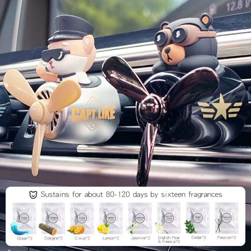 Bear Pilot Car Air Freshener Flavor Dog Vent Perfume Diffuser Fragrance Scent Auto Deroration Acccessories Aromatherapy Auto