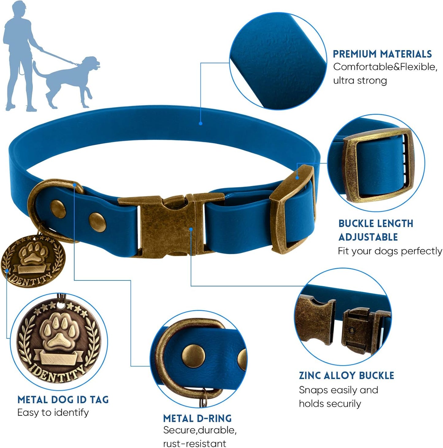 Dog Collar and Leash Set Combo: Adjustable Durable Training Pet Collars with Dog Leashes for Small Medium Large Dogs,Includes One Bonus of Poop Bag Holder (XS, Blue)