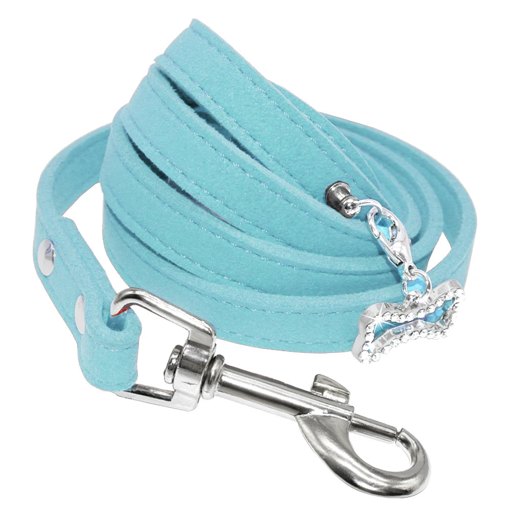 Small Dog Leash Soft Suede Leather Dog Leashes for Chihuahua Yorkishire Pug Small Dogs Cats Walking Leash Pink