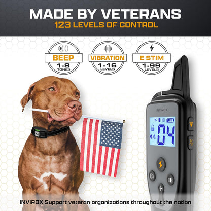 Dog Training Collar [2025 Edition] 123 Levels 1100Yd Range E Collar for Dogs Training 100% Waterproof Rechargeable, Dog Shock Collar with Remote Control