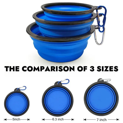 Portable Foldable Dog Bowl Outdoor Camping Travel 2-In-1 Pet Feeding and Drinking Bowl with Mountaineering Buckle Pet Supplies