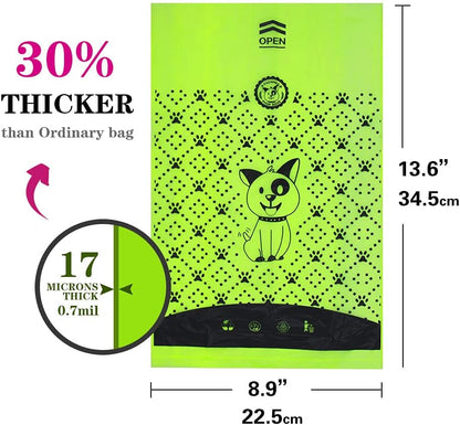 Dog Poop Bags Extra Thick Leak Proof Dog Waste Bags.Lavender-Scented Dog Poop Bags with EPI Additive，Doggie Poop Bag Carrier, Dispenser and Leash Clip Included