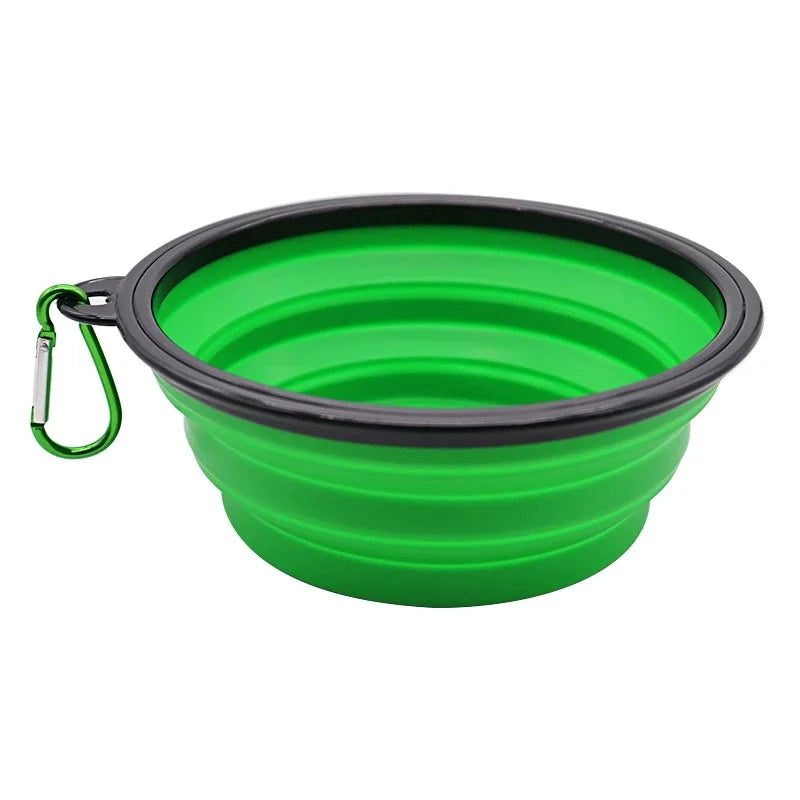 Portable Foldable Dog Bowl Outdoor Camping Travel 2-In-1 Pet Feeding and Drinking Bowl with Mountaineering Buckle Pet Supplies
