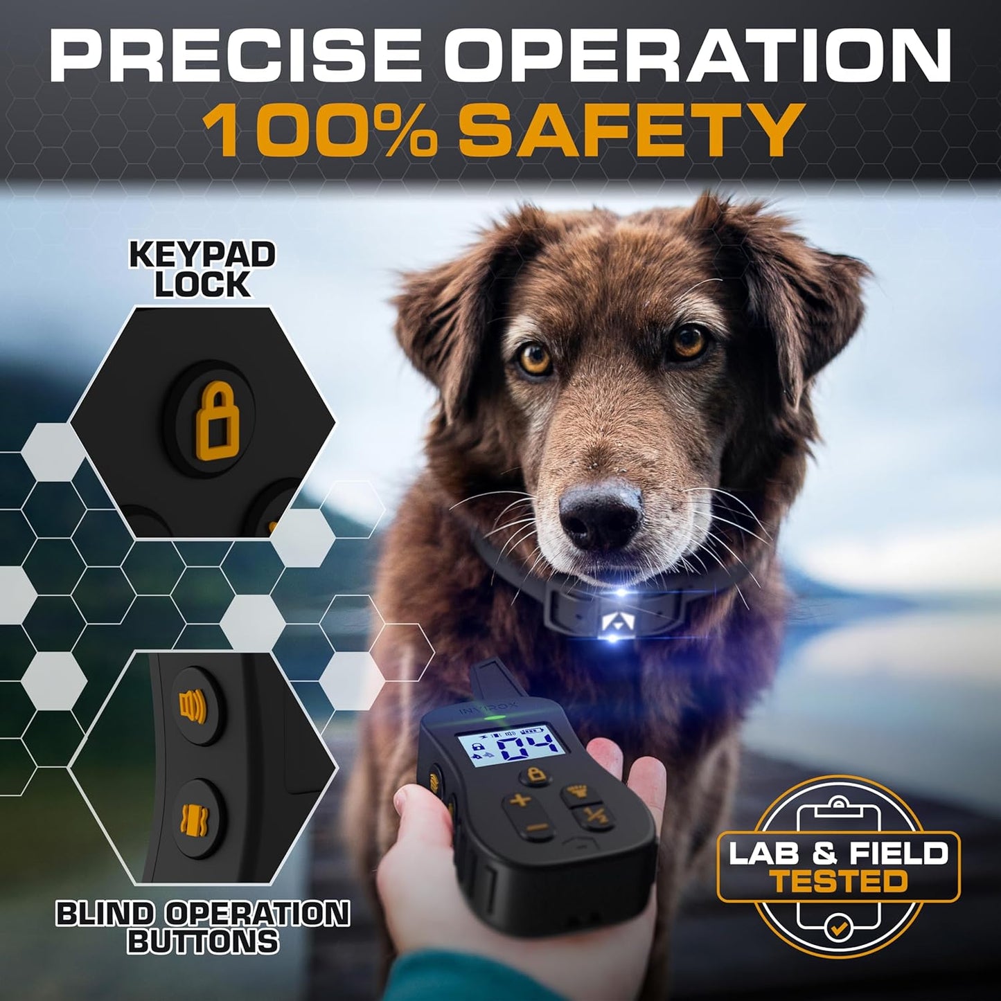 Shock Collar for Dogs [Ultra K9] 124 Training Levels, 4 Powerful Modes with Night-Light and ¾ Mile Range 100% Safe Dog Training Collars for Large Dogs IP67 Waterproof E Collar