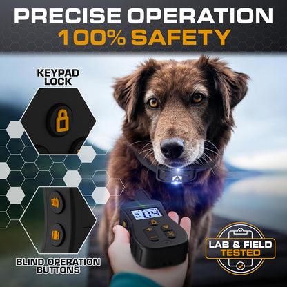 Shock Collar for Dogs [Ultra K9] 124 Training Levels, 4 Powerful Modes with Night-Light and ¾ Mile Range 100% Safe Dog Training Collars for Large Dogs IP67 Waterproof E Collar