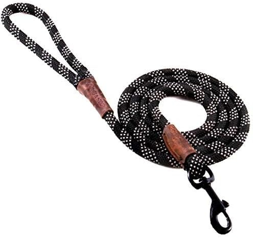Rope Leash Reflective - 6 FT X 1/2" (Black, Donates to Dog Rescue)